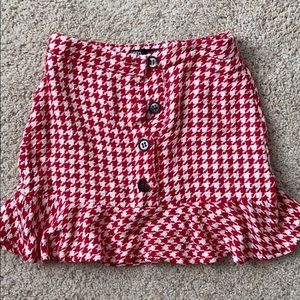 Red houndstooth mini skirt